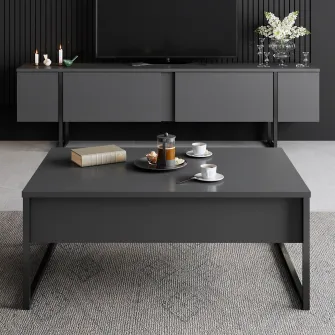 Masuta de cafea Lux - Antracit, Negru 90 x 40 x 60 cm