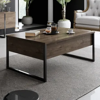 Masuta de cafea Lux - Nuc, Negru 74 x 13,4 x 98 cm