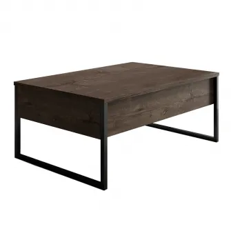 Masuta de cafea Lux - Nuc, Negru 74 x 13,4 x 98 cm