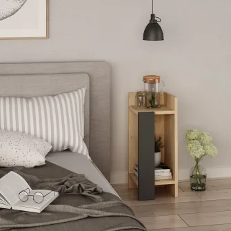 Noptiera Elos Right - Stejar, Antracit 25 x 60 x 27 cm