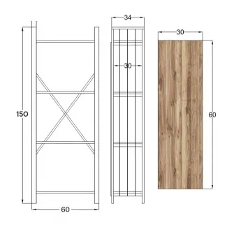 Raft de carti GGMBTLKTP001 60 x 150 x 30