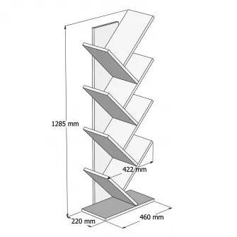 Raft de carti Hitit - Alb 128 x 46 x 22 cm