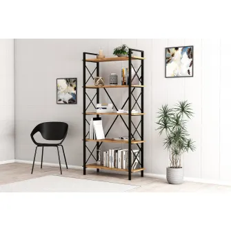 Raft pentru carti, Nero Elit, Pinul AtlanticNegru, 90 x 180 x 34 cm