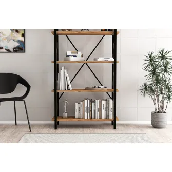 Raft pentru carti, Nero Elit, Pinul AtlanticNegru, 90 x 180 x 34 cm