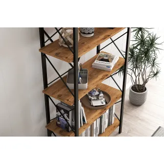 Raft pentru carti, Nero Elit, Pinul AtlanticNegru, 90 x 180 x 34 cm