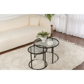 Set masuta de cafea, Tokyo, Negru, 60 x 39 x 60 cm