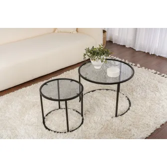 Set masuta de cafea, Tokyo, Negru, 60 x 39 x 60 cm