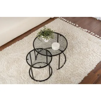 Set masuta de cafea, Tokyo, Negru, 60 x 39 x 60 cm
