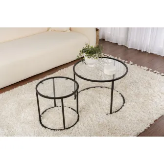 Set masuta de cafea, Tokyo, Negru, 60 x 43 x 60 cm