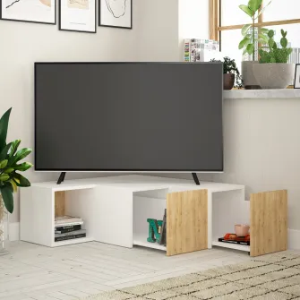 Suport TV Compact - alb, stejar 90 x 32 x 92 cm