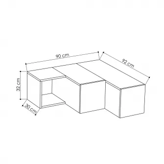 Suport TV Compact - alb, stejar 90 x 32 x 92 cm