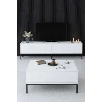 Suport TV, Lord, NegruAlb, 180 x 47 x 30 cm