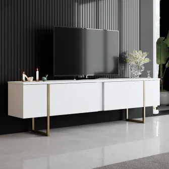 Suport TV Lux - alb, auriu 180 x 50 x 30 cm
