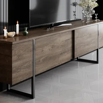 Suport TV Lux - Nuc, Negru 35 x 24,8 x 190 cm