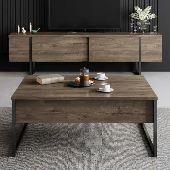 Suport TV Lux - Nuc, Negru 35 x 24,8 x 190 cm