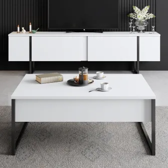 Suport TV, Luxe, AlbNegru, 180 x 50 x 30 cm