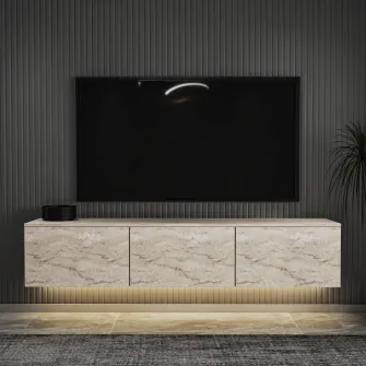 Suport TV, Neon Illuminated, Travertin, 160 x 35 x 32 cm