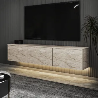 Suport TV, Neon Illuminated, Travertin, 160 x 35 x 32 cm