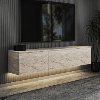 Suport TV, Neon Illuminated, Travertin, 160 x 35 x 32 cm