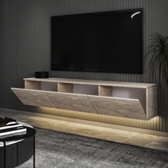 Suport TV, Neon Illuminated, Travertin, 160 x 35 x 32 cm
