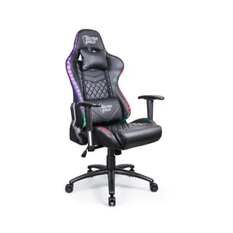 Scaun Gaming Profesional Dr.Shield Solar X, Iluminare RGB, King Size, Cadru Otel, Piele Sintetica - Negru/Negru