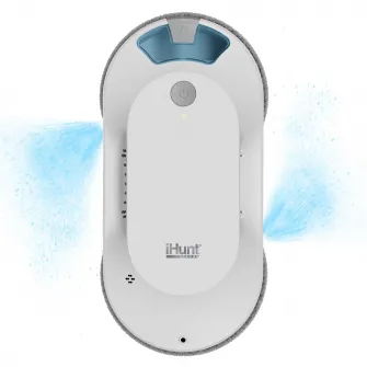 Robot autonom de curatare geamuri iHunt Smart Window Robot 4 Ultra, 72W, Wi-Fi, Pulverizator Apa, Acumulator, Viteza imbunatatita, Rezervor 65ml, Protectie anti-cadere, Telecomanda, Aplicatie Control Android / iOS, White