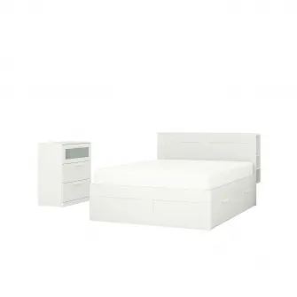 BRIMNES Mobilier dormitor, set 2 piese, alb, 180x200 cm
