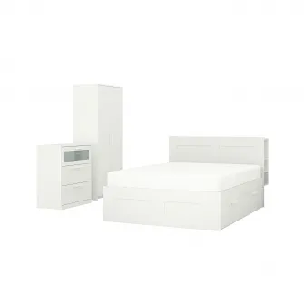 BRIMNES Mobilier dormitor, set 3 piese, alb, 160x200 cm