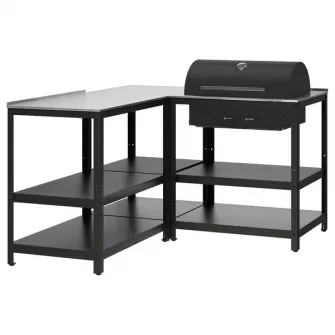 IKEA GRILLSKÄR Gratar pe carbuni+insula bucatarie, inox/exterior, 147x147 cm