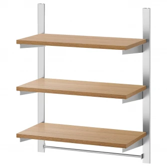 IKEA KUNGSFORS Sina suspendare cu polite si bara, inox/frasin