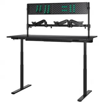 IKEA MÅLOMRÅDE Birou gaming cu inaltime reglabila, cu brate monitor/electric negru, 180x80 cm
