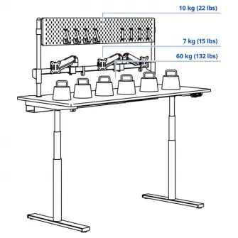 IKEA MÅLOMRÅDE Birou gaming cu inaltime reglabila, cu brate monitor/electric negru, 180x80 cm