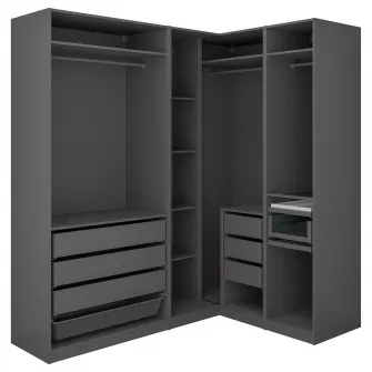 IKEA PAX Dulap colt, gri inchis, 211/161x236 cm