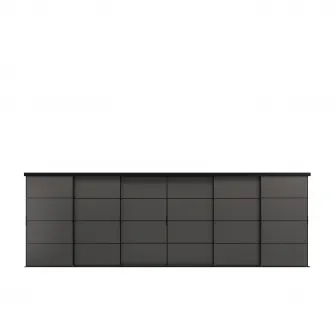 IKEA SKYTTA / MEHAMN Combinatie cu usa glisanta, negru/2 fete gri inchis, 603x205 cm