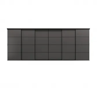 IKEA SKYTTA / MEHAMN Combinatie cu usa glisanta, negru/2 fete gri inchis, 603x240 cm