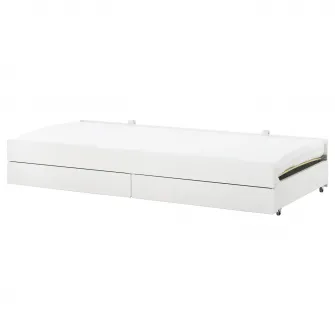 IKEA SLAKT Cadru extensie pat cu depozitare, alb, 90x200 cm