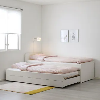 IKEA SLAKT Cadru extensie pat cu depozitare, alb, 90x200 cm
