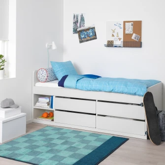 IKEA SLAKT Cadru pat cu depozitare, alb, 90x200 cm