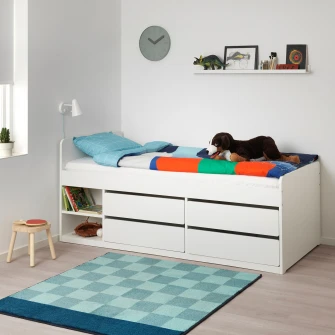 IKEA SLAKT Cadru pat cu depozitare, alb, 90x200 cm
