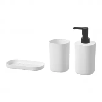 IKEA STORAVAN Set accesorii baie, 3 piese, alb