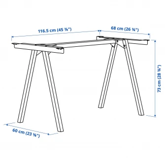 IKEA TROTTEN Cadru blat, alb, 120x70x75 cm