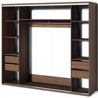 Dulap cu usi glisante Fabrik Home 2400 1 oglinda Nuc inchis 240x60x216cm