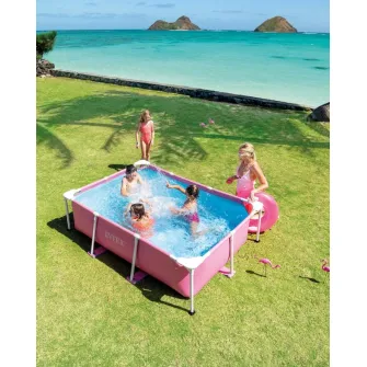 Piscina cu cadru Intex 28266 RECTANGULAR FRAME 220х150х60сm, 1622L, cadru metalic, roz