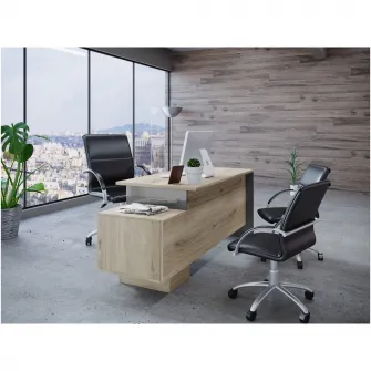 Birou Hoff Theta 148x60x75 cm, Sonoma/Gri Cobalt