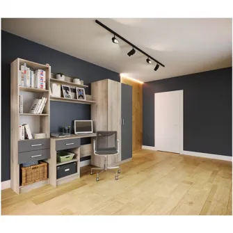 Dormitor tineret Hoff Kinder 220x52.5x181 cm, Sonoma/Gri Beton
