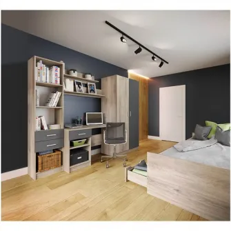 Dormitor tineret Hoff Kinder 220x52.5x181 cm, Sonoma/Gri Beton
