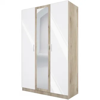 Dulap cu Balamale Hoff Arizona 120x52.5x191 cm, Culoare Sonoma Arwen, Alb Gloss