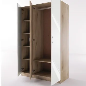 Dulap cu Balamale Hoff Arizona 120x52.5x191 cm, Culoare Sonoma Arwen, Alb Gloss