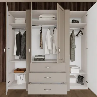 Dulap/Dressing Hoff Boutique 210x60,5x206 cm, 4 usi, MDF, Cashmire