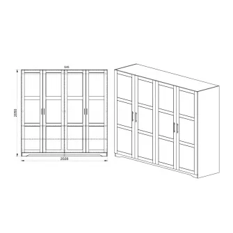 Dulap/Dressing Hoff Fiasco 200,3x54,5x205,5 cm, 4 usi, MDF, Capuccino